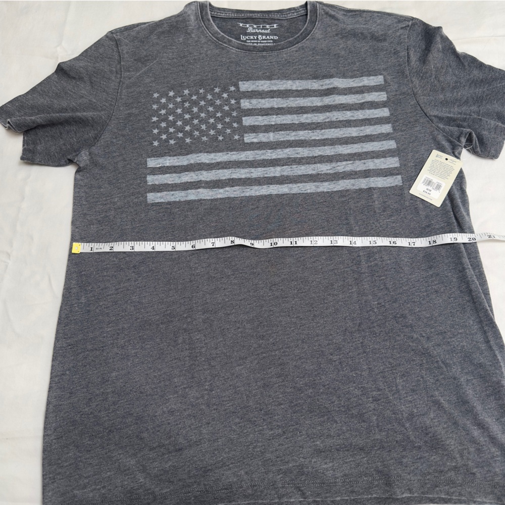 New Lucky Brand Charcoal Burnout Tee size M - Picture 5 of 8